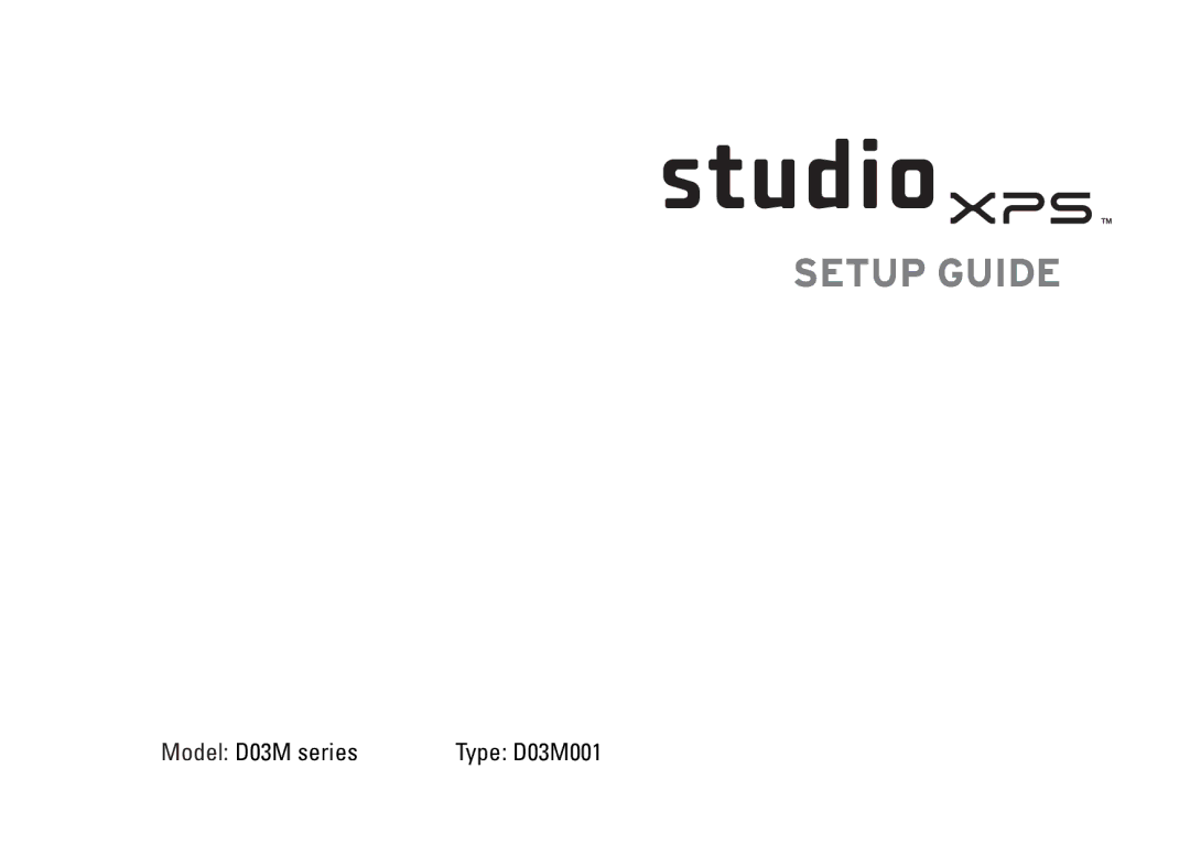 Dell setup guide Setup Guide, Model D03M series Type D03M001 